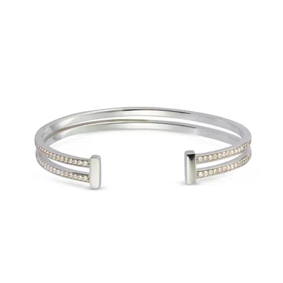 Toolally Women's Double Hoop Cuff Bracelet - Sterling Silver & Cubic Zirconia