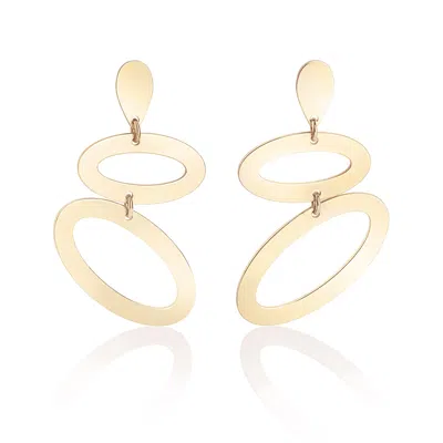 Toolally Women's Ellipses Earrings - Gold In White