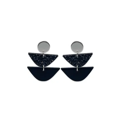 Toolally Women's Equinox Drop Earrings - Black Gloss & Black Glitter