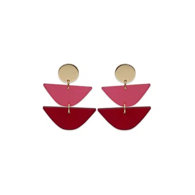 Toolally Women's Equinox Drop Earrings - Cherry Red & Raspberry