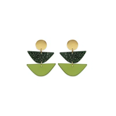 Toolally Women's Equinox Drop Earrings - Lime Zest & Green Glitter