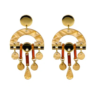 Toolally Women's Fan Chandeliers - Caramel Swirl & Tortoiseshell Gold