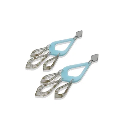 Toolally Women's Feather Drop Earrings - Light Blue & Shell In Multi
