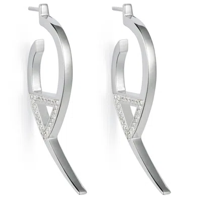 Toolally Women's Flick Earrings - Sterling Silver & Cubic Zirconia In Metallic