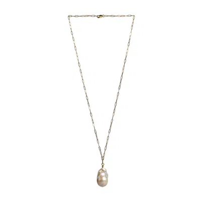 TOOLALLY WOMEN'S GOLD BAROQUE PEARL NECKLACE