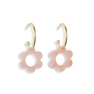 Toolally Women's Gold / Pink Charming Flower Hoop - Pink & Gold Vermeil
