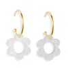 Toolally Women's Gold / White Charming Flower Hoop - White & Gold Vermeil In Gold