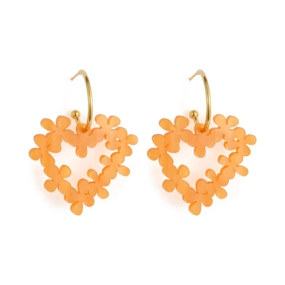 Toolally Women's Gold / Yellow / Orange Mini Hearts In Flowers - Orange & Gold Vermeil