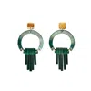 Toolally Women's Green Art Deco Chandelier Earrings - Emerald Pearl In Green