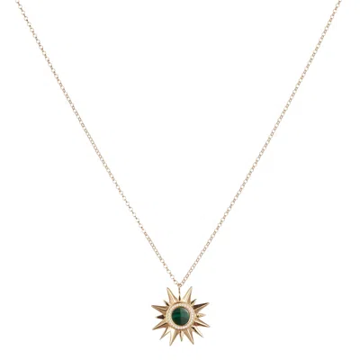 Toolally Women's Green Sunburst Pendant - Malachite In Black