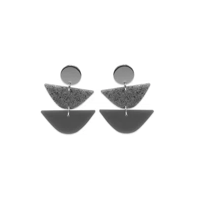 Toolally Women's Grey / Silver Equinox Drop Earrings - Royal Silver & Grey Stone In Grey/silver