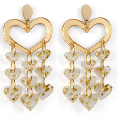 Toolally Women's Heart Chandeliers- Gold Mirror & Gold Fleck