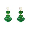 Toolally Women's Heart Drop Earrings - Grass Green In Green