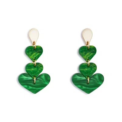 Toolally Women's Heart Drop Earrings - Green
