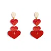 Toolally Heart Drop Earrings In Red