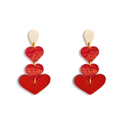 Toolally Women's Heart Drop Earrings - Sienna Red