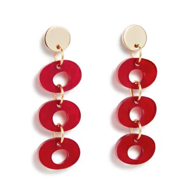 Toolally Women's Hepworth Drop Earrings - Berry Red Pearl