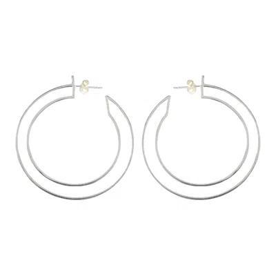 Toolally Women's Large Double Hoops - Silver In Metallic