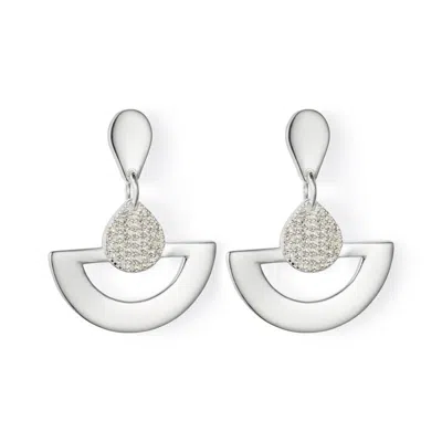 Toolally Women's Mini Fan Earrings - Sterling Silver In Metallic