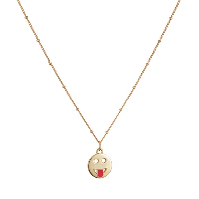 Toolally Women's Mood Pendant Necklace Cheeky - Gold