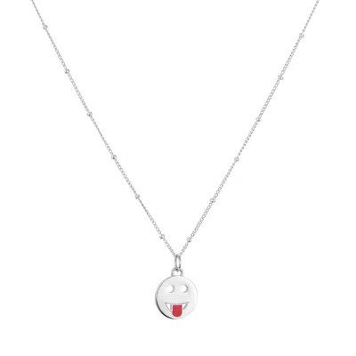 Toolally Women's Mood Pendant Necklace Cheeky - Silver