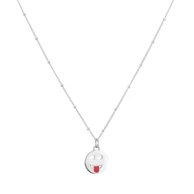 Toolally Women's Mood Pendant Necklace Cheeky - Silver In Metallic