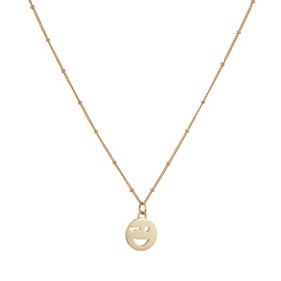 Toolally Women's Mood Pendant Necklace Wink - Gold