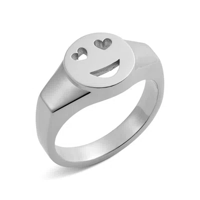 Toolally Women's Mood Signet Ring Love - Silver In Metallic