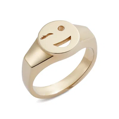 Toolally Women's Mood Signet Ring Wink - Gold