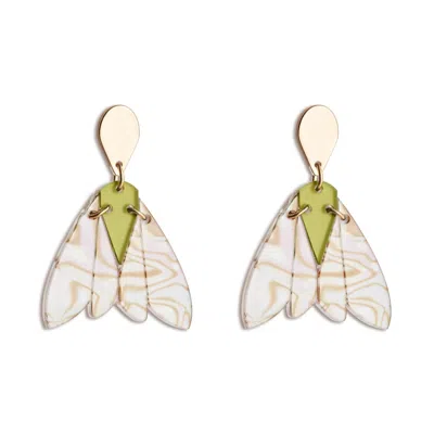 Toolally Women's Neutrals Gossamer Drop Earrings - Shell & Lime Zest