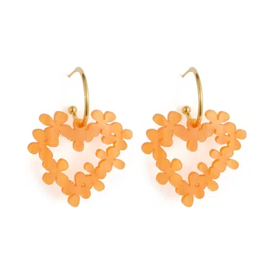Toolally Women's Orange / Gold Mini Hearts In Flowers - Orange & Gold Vermeil