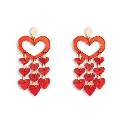 Toolally Women's Orange / Red Heart Chandeliers - Sienna Red