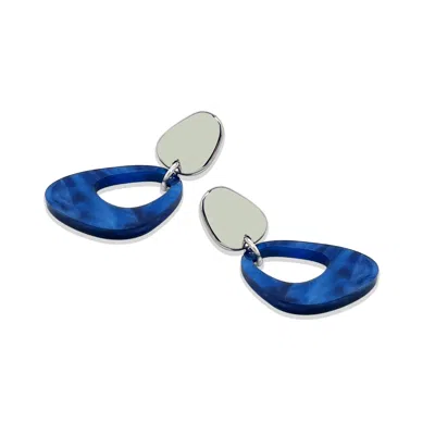Toolally Women's Pebble Drop Earrings - Dark Blue Swirl