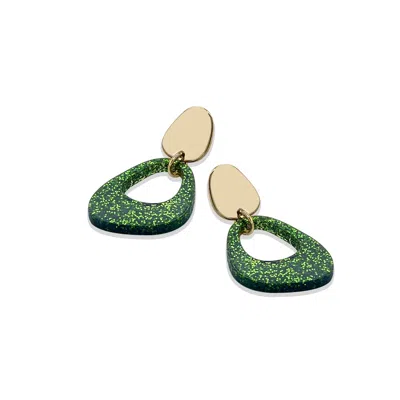 Toolally Women's Pebble Drop Earrings - Forest Green Glitter