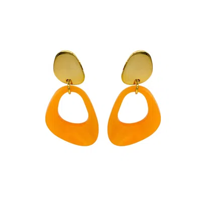 Toolally Women's Pebble Drop Earrings - Orange Pearl