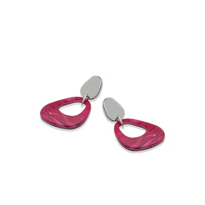 Toolally Women's Pebble Drop Earrings - Pink Swirl In Red
