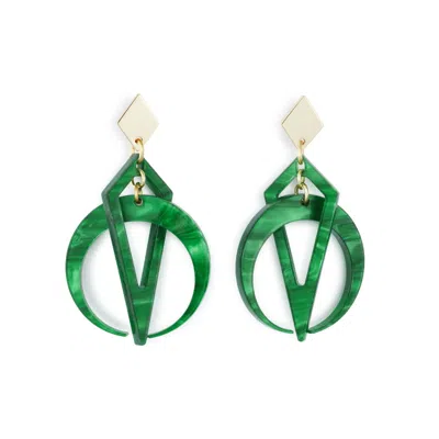 Toolally Women's Petite Crescent Hoop Earrings - Green