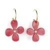 Toolally Women's Pink / Gold Daisy Hoop Earrings - Cerise In Pink