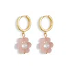 Toolally Women's Pink / Gold Flower Pearl Huggie Earrings - Pink In Gold