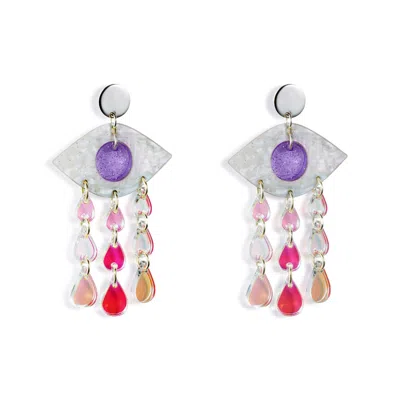 Toolally Women's Pink / Purple Eye Chandelier Earrings - Purple In Multi
