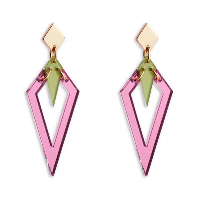 Toolally Women's Pink / Purple / Green Arrowheads - Pink Mirror And Green