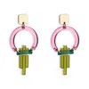 Toolally Women's Pink / Purple / Green Petite Art Deco Chandeliers - Pink Mirror And Lime Zest