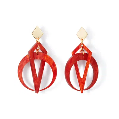 Toolally Women's Pink / Red Petite Crescent Hoop Earrings - Sienna Red