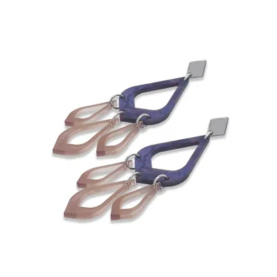 Toolally Women's Purple Feather Drop Earrings - Amethyst Pearl & Champagne In Blue