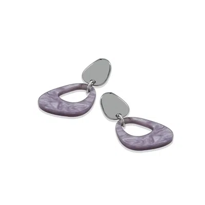 Toolally Women's Purple Pebble Drop Earrings - Mauve Pearl