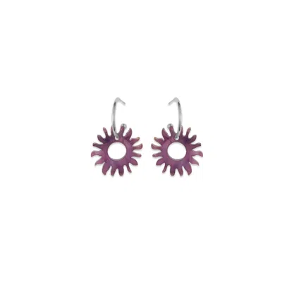 Toolally Women's Purple Sun Hoop Earrings - Amethyst Pearl