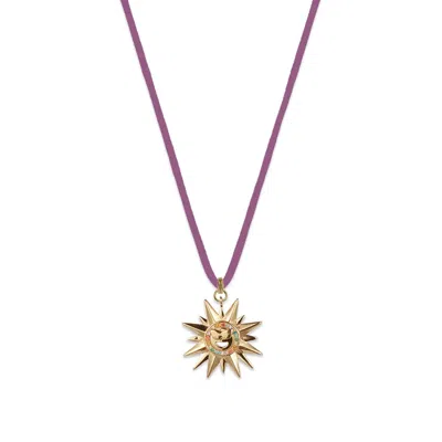 Toolally Women's Purple Sunburst Suede Necklace - Cool Rainbow On Lilac