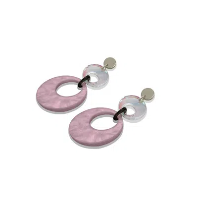 Toolally Women's Purple Swinging Circle Drop Earrings - Mauve Pearl & Iridescent In Multi