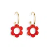Toolally Women's Red / Gold / Yellow Charming Flower Hoop - Sienna Red & Gold Vermeil In Red