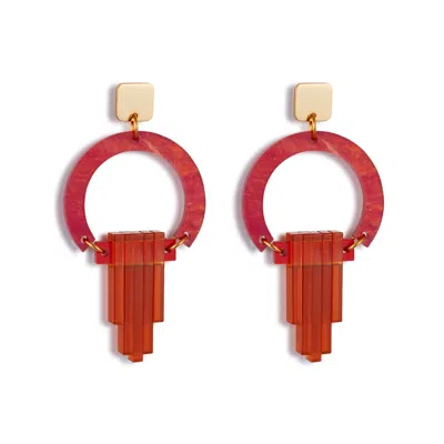 Toolally Women's Red / Yellow / Orange Art Deco Chandeliers - Sienna Red